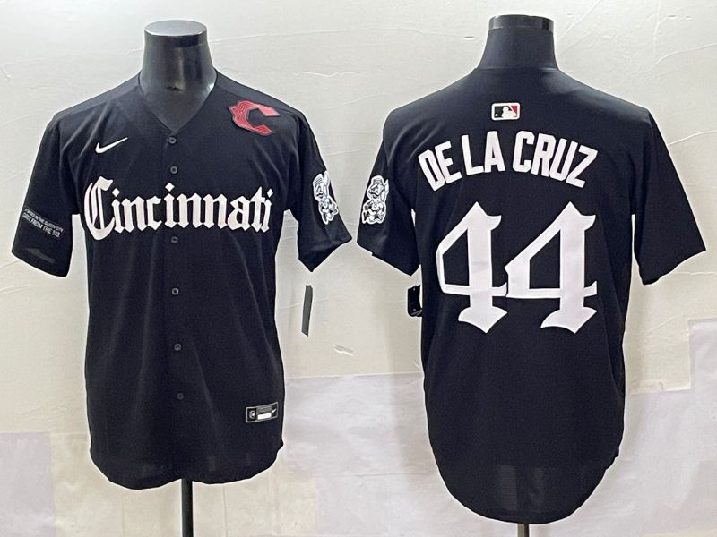 Men 2025 Cincinnati Reds #44 Delacruz Black Five generations Joint Name Nike MLB Jersey style 14->cincinnati reds->MLB Jersey